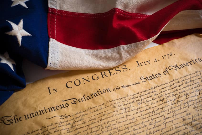 Declaration of Independence and Flag